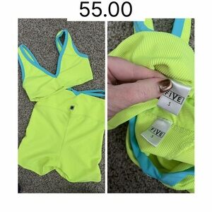 FIVE Women's Neon Green and Blue Activewear Set